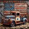 Stamped American Flag Truck Cross Stitch Kit (14" x 14") – 11CT Pre-Printed Embroidery Set for Beginners & Adults – Complete Arts & Crafts Project with Cotton Thread & Tools